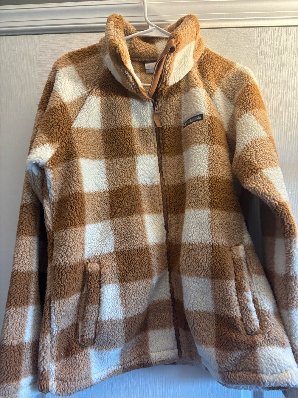 Columbia Women's Teddy Fleece Jacket - Brown & Cream Check
